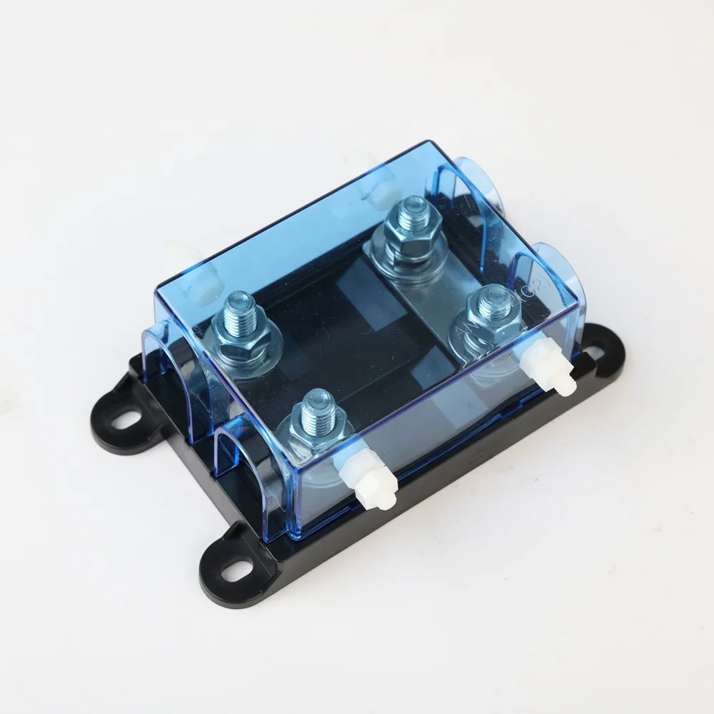 Transparent blue cap 40A-500A 32V PBT material 2 way middle fork bolt fuse stand holder