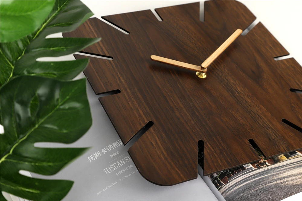 Creative Design No Numbers Simple square Shape Wood Blank Mdf Wall Clock