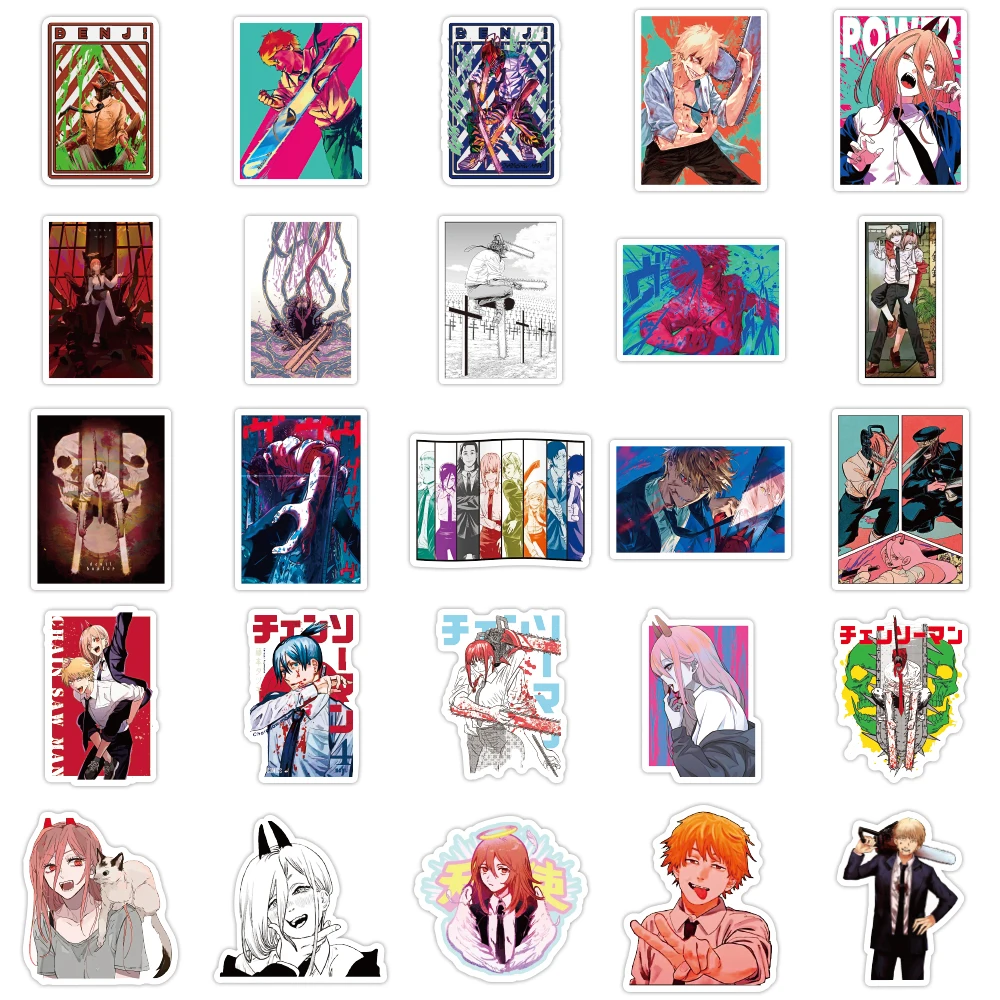e-50pcs Japanese anime chainsaw series graffiti stickers packs for car motorcycle suitcase guitar notebook wholesale