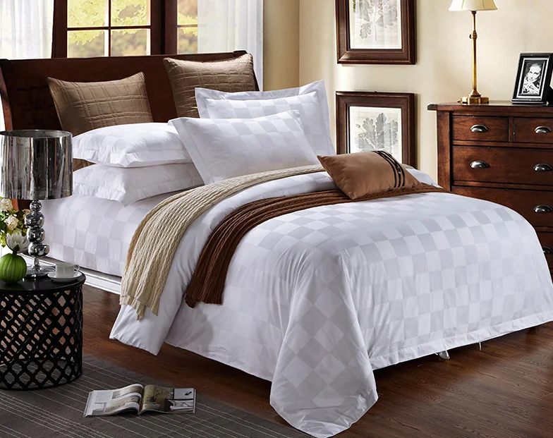 Percale Wholesale Luxury Hotel Bed Linens Egyptian Cotton Satin Stripe Bedding Set Bed Sheet Set Duvet Cover 100% Cotton