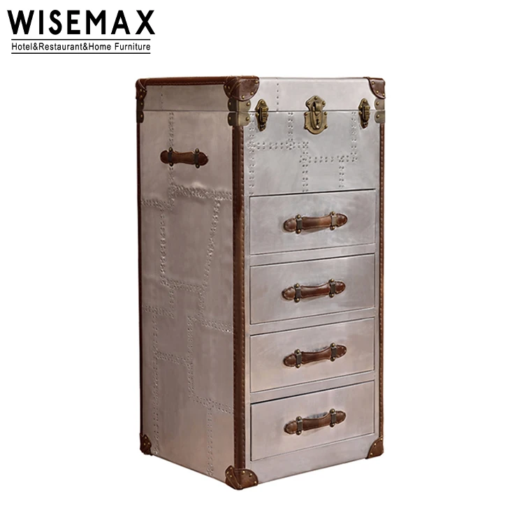 Мебель WISEMAX, ретро багажник, чемодан для хранения, багажник для гостиной, алюминиевый тканевый багажник, боковой стол с выдвижным ящиком