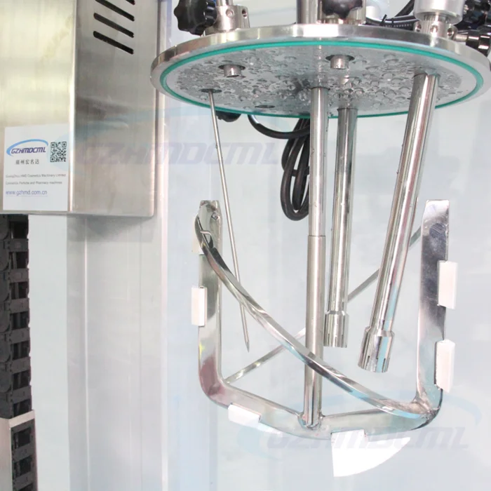 Small scale emulsifier homogenizer reactor lab vacuum mixer for cosmetic cream lotion paste with1-10L glass mixing tank