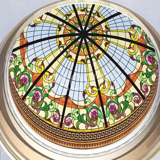 Decorative  Art Glass Handmade Soldered Color Stained Church Dome Ceramic Fritted Curved Tempered Glass