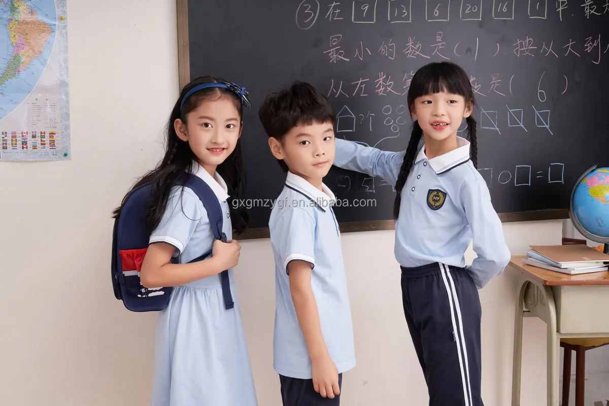 Manufacturer Custom Logo Wholesale kids Summer short-sleeved shirts middle school uniforms boys and girls set school uniforms