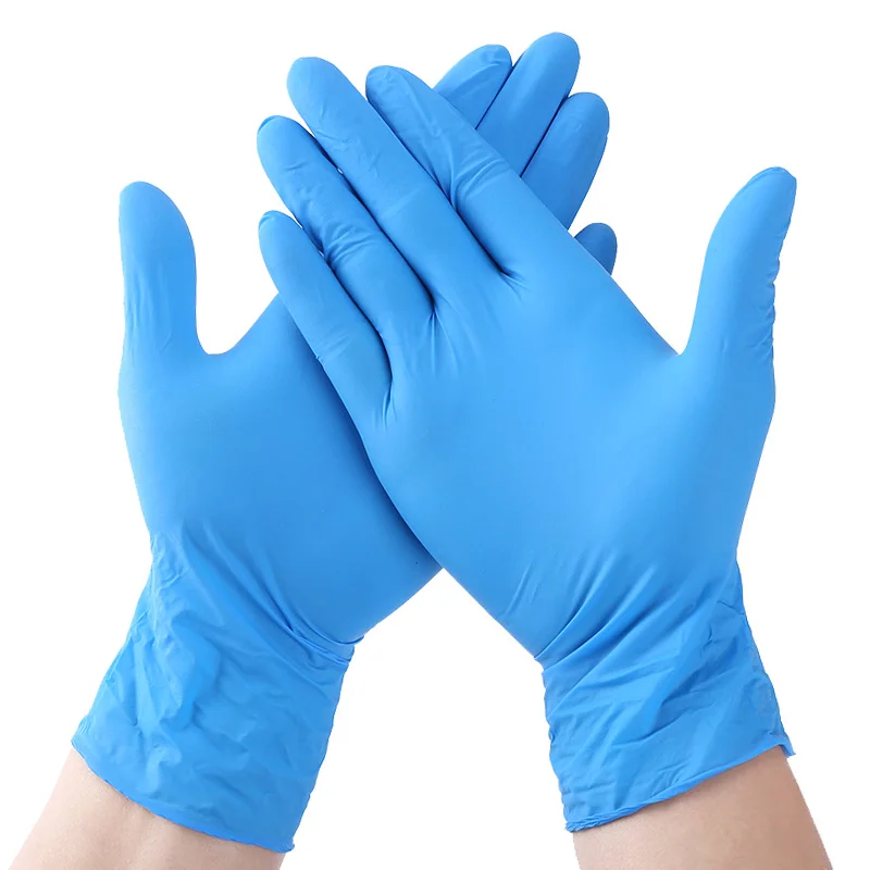 100 Uds guantes de nitrilo puro sin polvo guantes desechables de trabajo de laboratorio de alta elasticidad