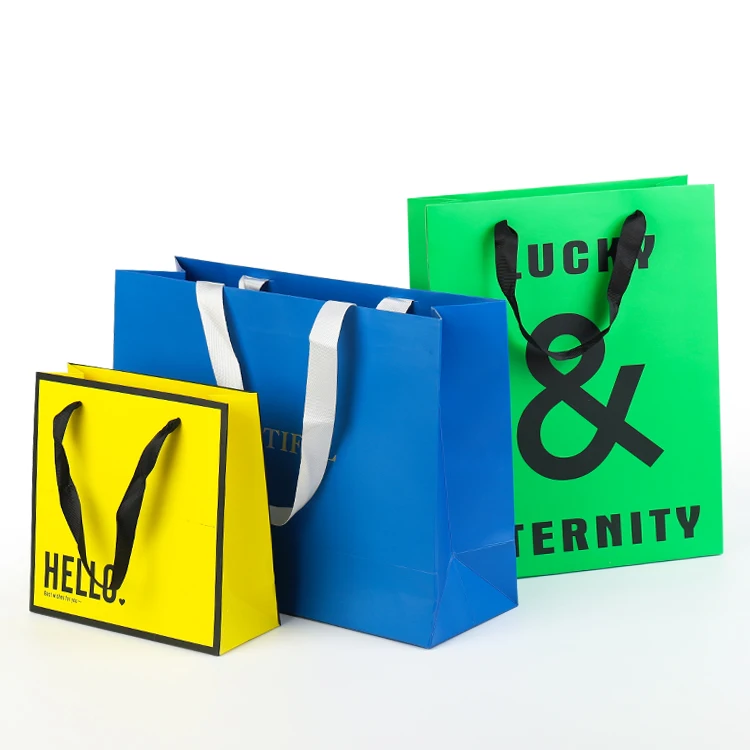 Custom Logo Printed Cardboard Bolsas Shopping Garment Black Retail Carry Luxury Packaging Gift Paper Bag with Ribbon Handle