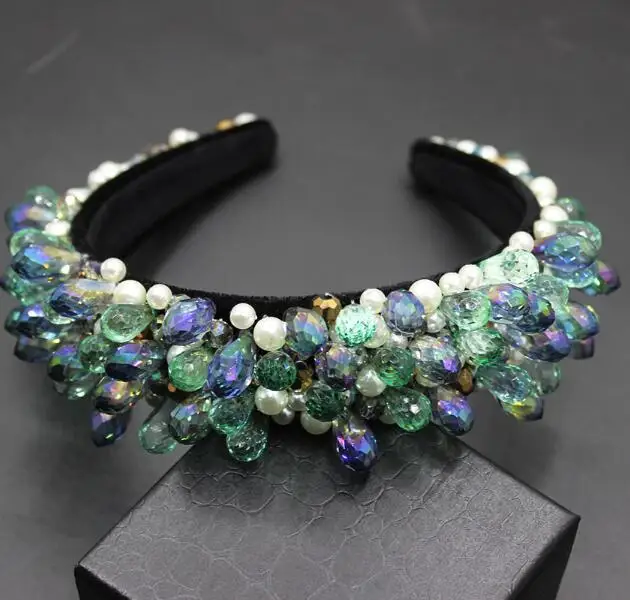wholesale handmade baroque crystal beaded headband fashion luxury wedding pearl headband for women party hair accessories