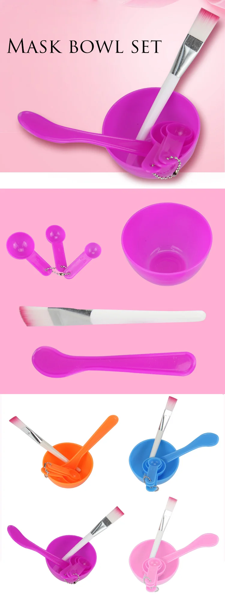 Wholesale Cheap 6 In 1 DIY Facial Mask Mixing Bowl Brush Spoon Stick Brush Face Care Set Women Facial Beauty Professional Tools