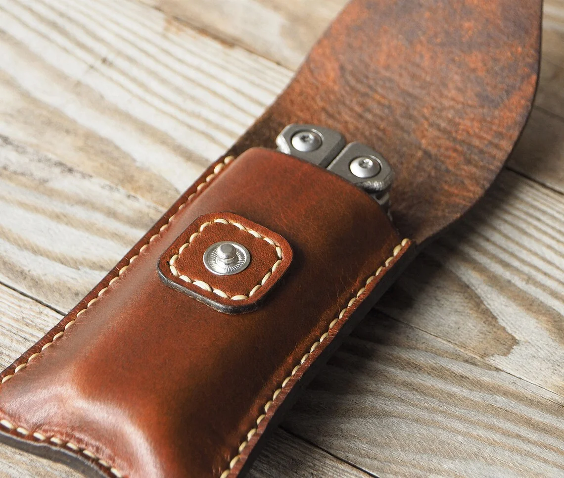 Leather Man Multi Tool Sheath for Charge Wave Sidekick or Wing Man Leather EDC Pouch Organizer with Belt Loop
