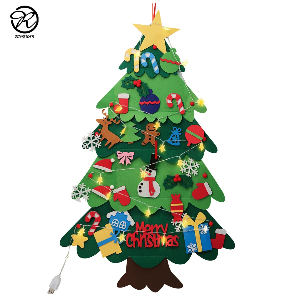Xmas Home decoration Gifts 3ft Educational DIY Felt Christmas Tree Set With Ornaments For Kids