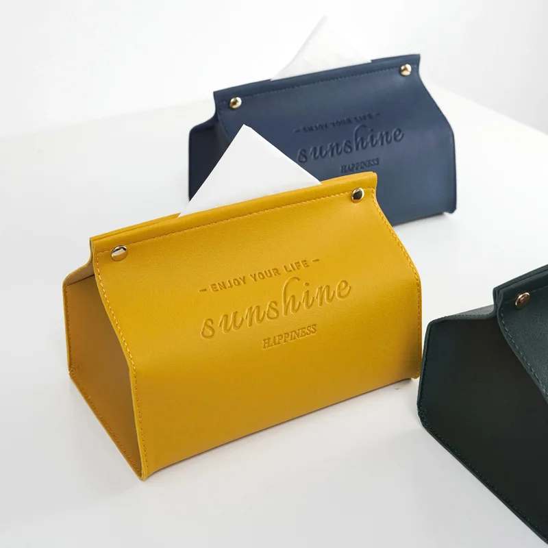 wholesale  home car color tissue box holder PU leather tissue box