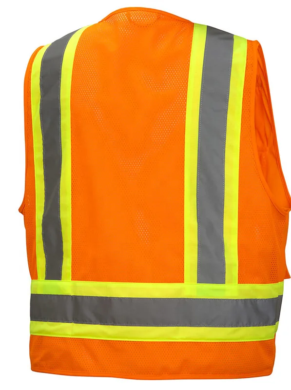 Hi vis protective safety vest with zipper pockets
