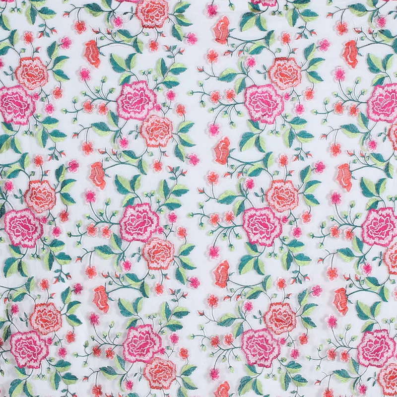 Spot Multi-Color Vintage Large Peony Embroidery Fabric Cheongsam Fashion Dress Home Textile Accessories Mesh Embroidery Cloth