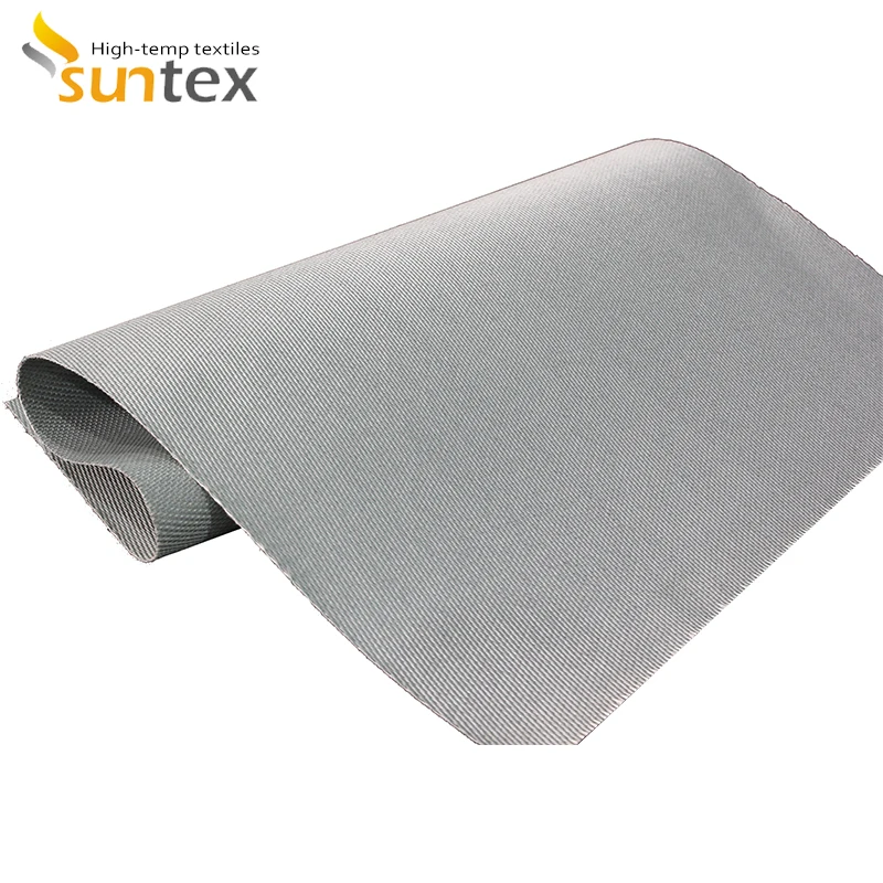 0.4mm Grey Polyurethane Fiberglass Cloth 60min Fireproof Fabrics For Fire And Smoke Curtains