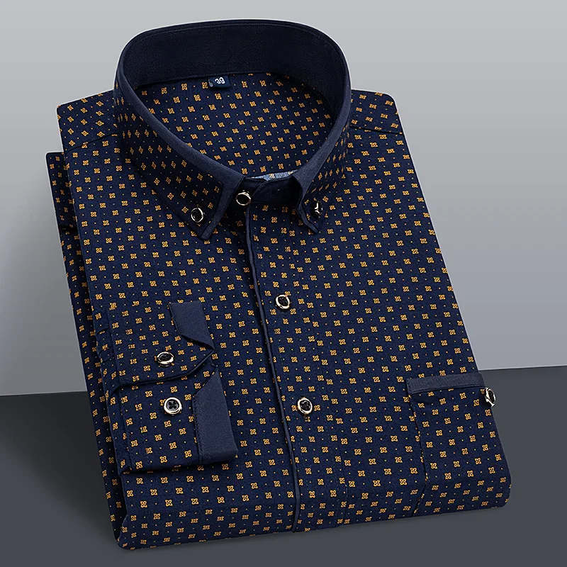 Fancy Fashion Designer Double spread collar Printed dress shirts for men