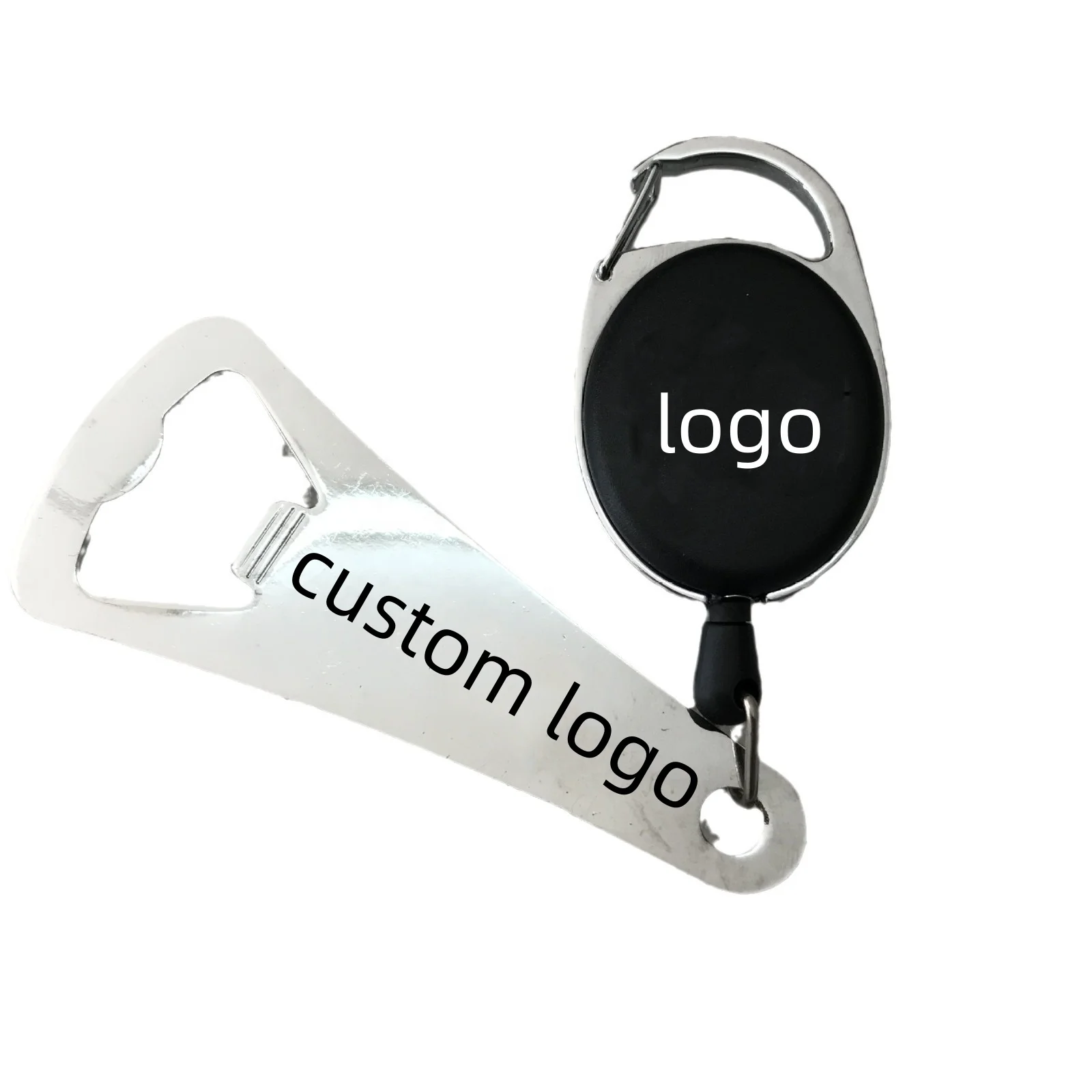 Mini Bartender Tool Metal Stainless Steel Flat Blade Speed Beer Soda Bottle Opener With Retractable Badge Reels Keychain