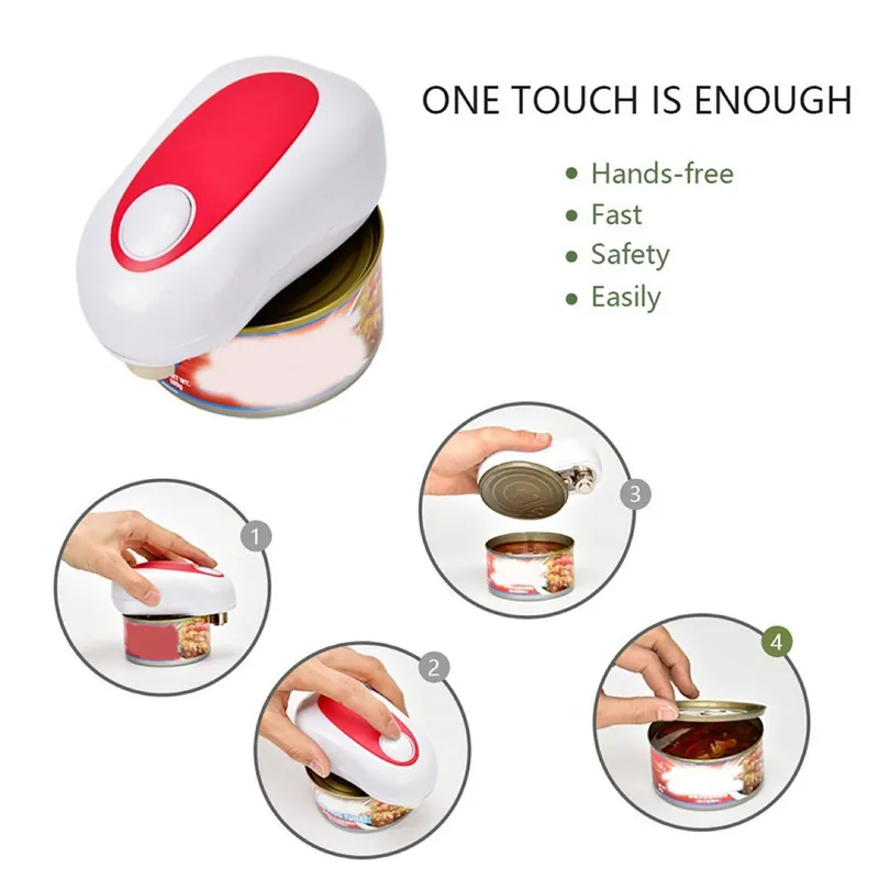 Electric Can Opener Smooth Edge Practical Automatic Jar Bottle Openers Home Kitchen Battery Operated Handheld Can Tin Opener