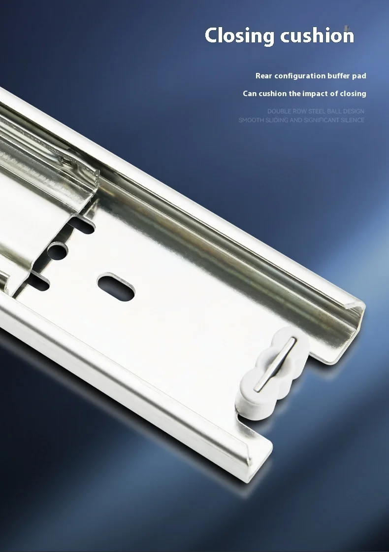 1045-02 Thickened Three-Section Ball Slide Rail Modern Steel Drawer Slide Cabinet Wardrobe Keyboard Tray