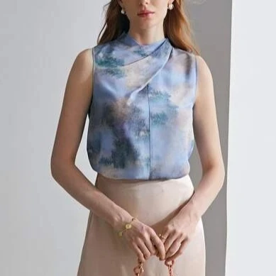 100% real silk blouse, Custom Logo 2022 latest designs women blouse girls fashion Career office blouse korean work