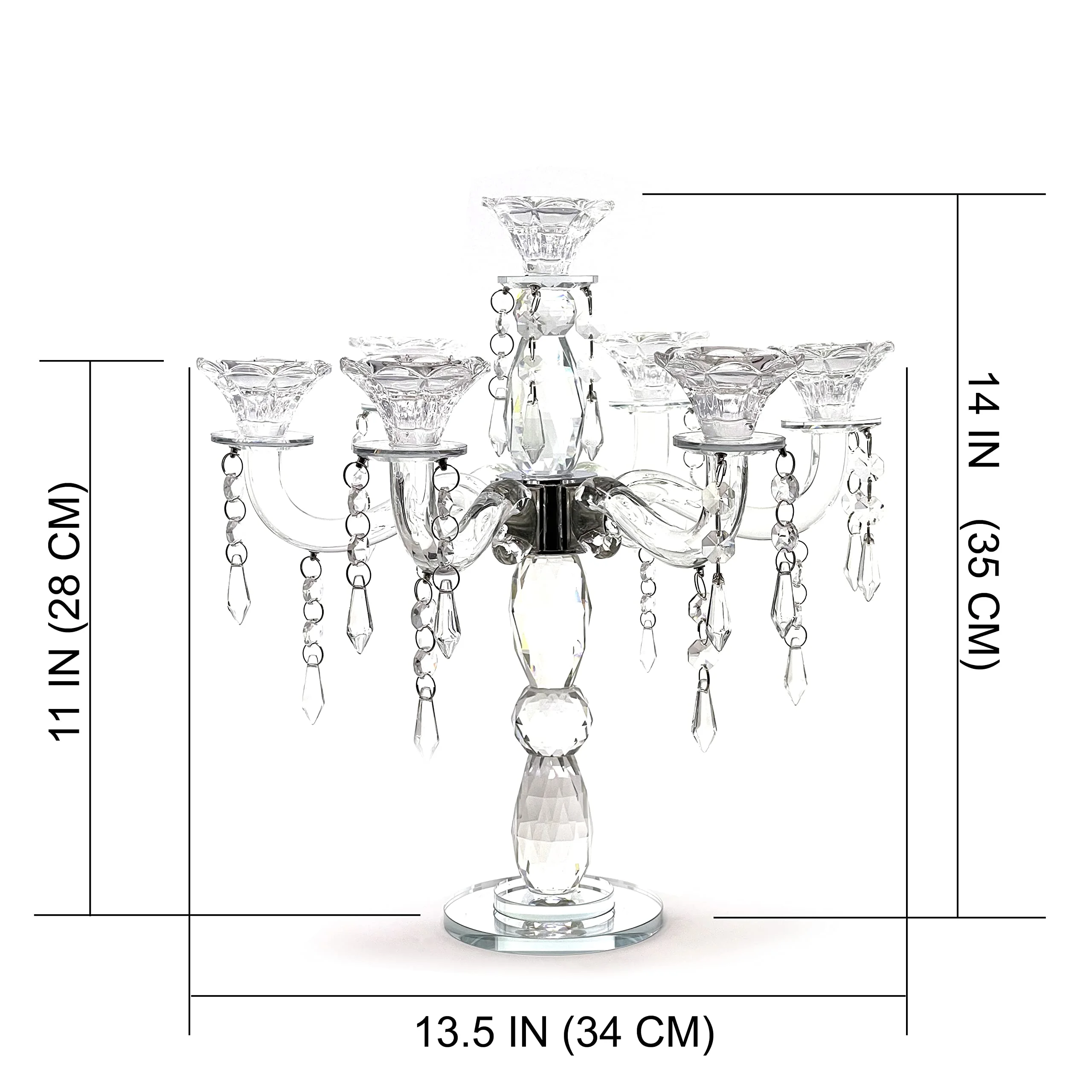 2024 New Design 7Arm Easy To Install Shining Glass Hanging Tapered Glass Candle Holder