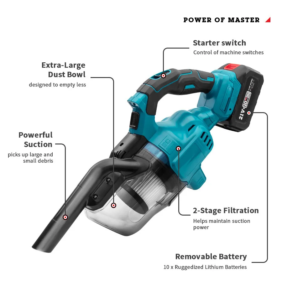 CE approved 5 in 1 combination household lithium battery vacuum cleaner makitas blue