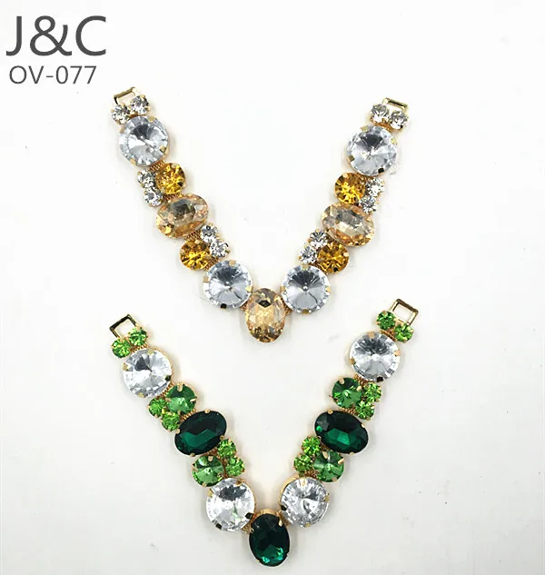 capelladas calzado gold plating V shape vamp acrylic stone shoes ornament