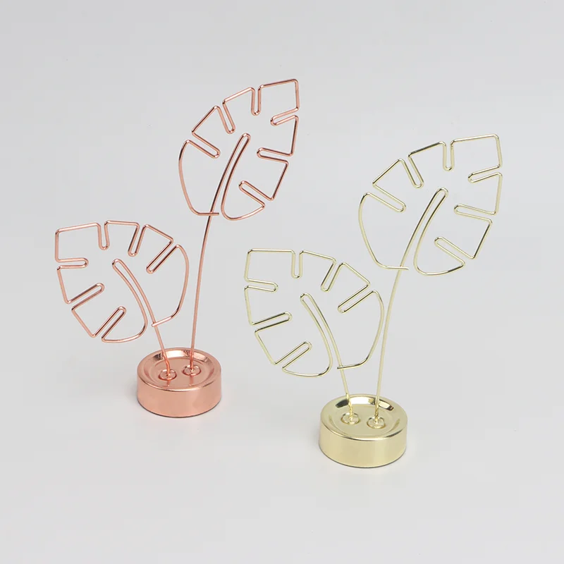 YS0809 Popular Metal Monstera Top Quality Place Label name Stand Card Holder Note Photo Memo Clips