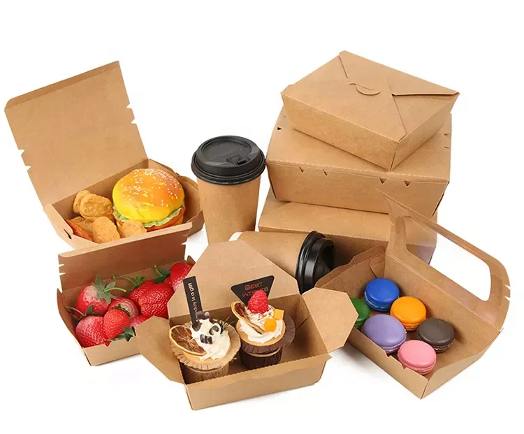 Disposable biodegradable paper food deli delivery container