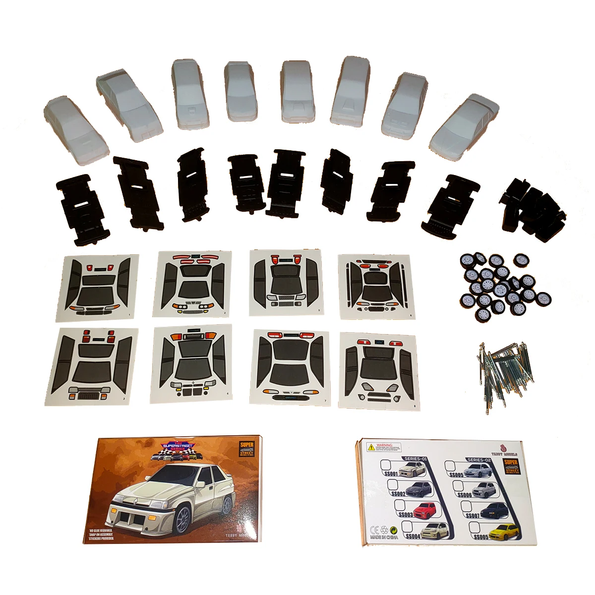 1/64 Adult DIY Hobby Car Toy model with white embryo clear contour line sticker Painting Collect plastic Body GDM Collect Gift