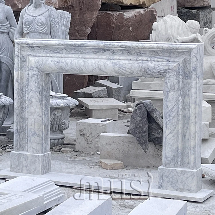 MUSI High Quality Home Decoration Stone Fireplace Marble Mantle Fireplace Sculpture