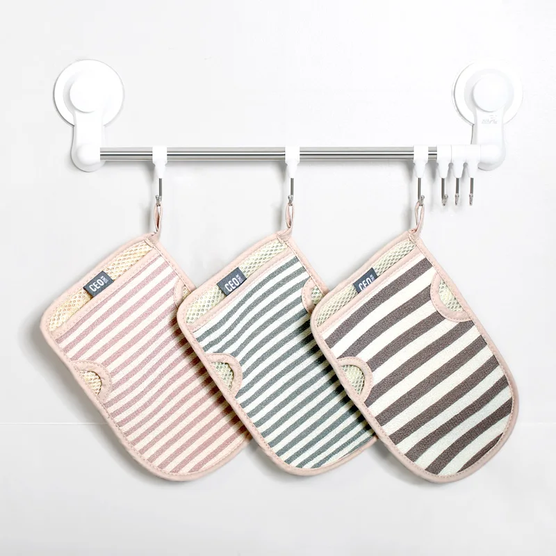 Body massage bath shower stripe exfoliating bath scrubber glove
