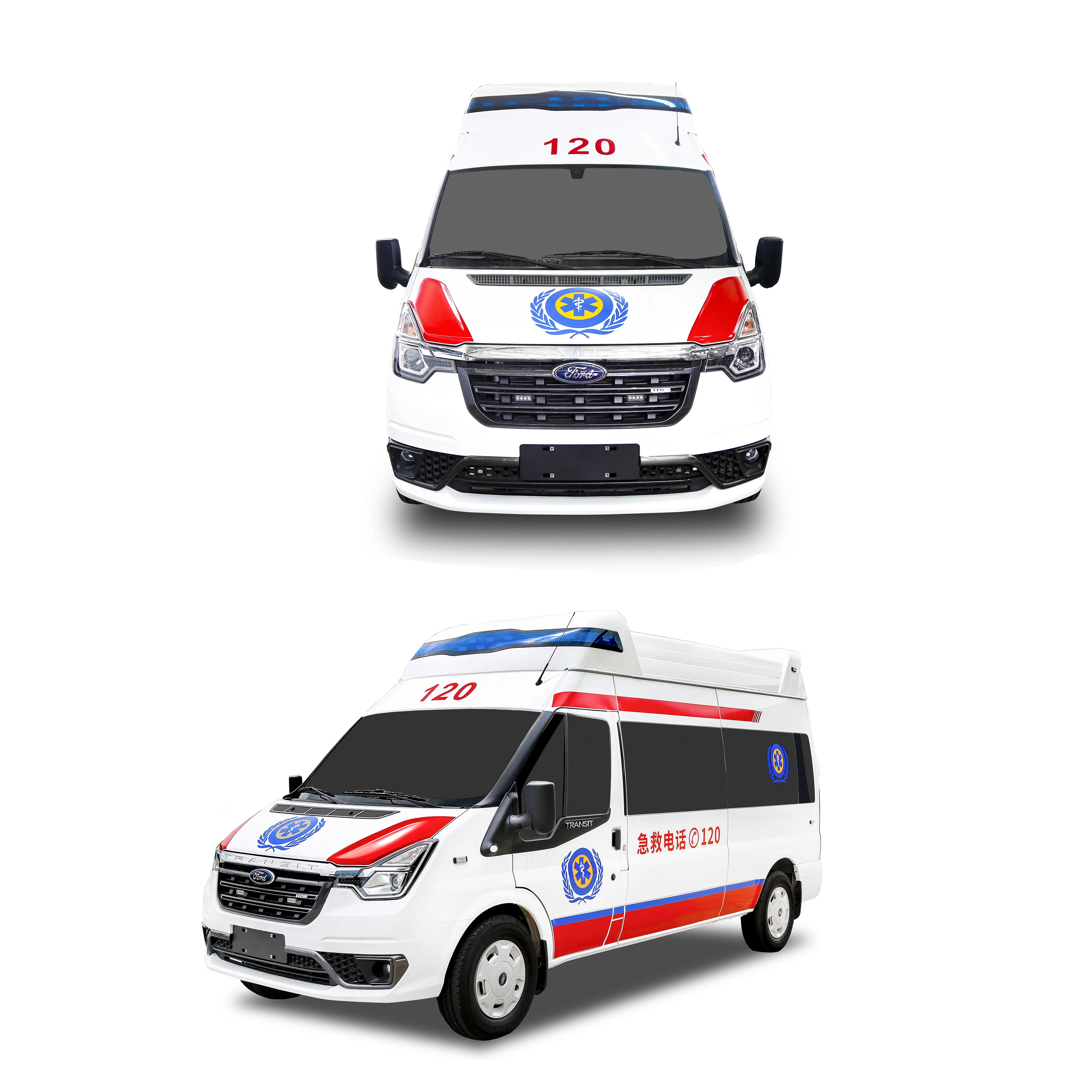 Ambulance Vehicle Transit V348 PRO Euro 6 Diesel Monitoring Negative Pressure Ambulance Car ABS Interior professional Ambulance