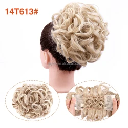 AliLeader Dish Hair Bun Short Ponytail Tray Hairpiece Messy Bun Scrunchie Combs Clip in Curly Stretch Updo Hair Pieces for Women