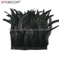 ZPDECOR Wholesale Stock 16 Colors 30-35 cm Bleached Dyed Purple Rooster Tail Feather Trim for Brazilian Men Carnival Costumes