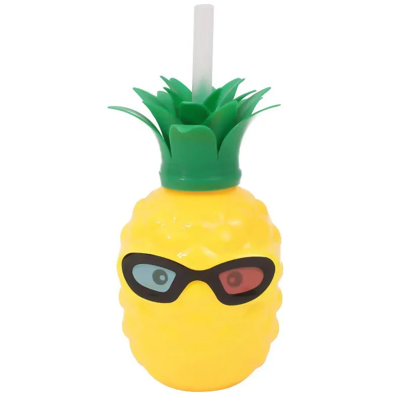 Hawaiian Summer Pineapple Coconut Strawberry Shaped Juice Drink Cups for Birthday Wedding Beach Pool Party