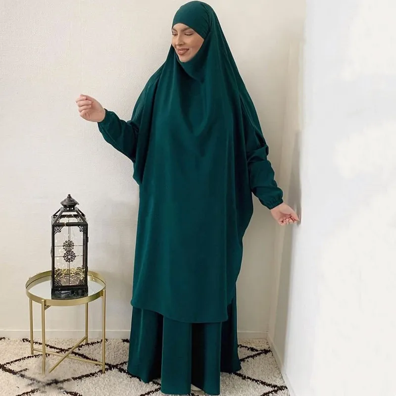 Jilbab для женщин комплект из 2 предметов мусульманская молитвенная одежда абайя длинное хиджаб-платье хиджаб Рамадан