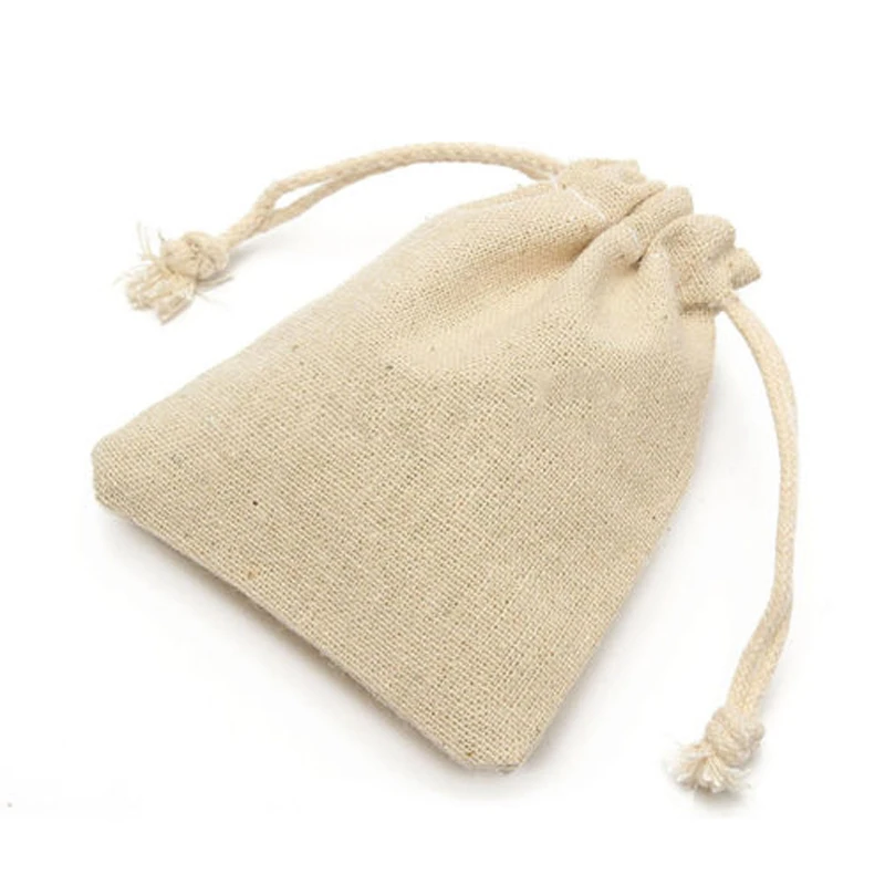 Small Poouch Burlap Jute Sack Drawstring Gift Jewelry Pouch Natural Cotton Linen Birthday Party bag