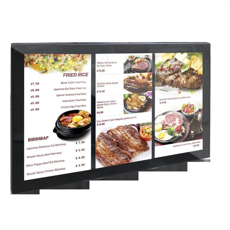 Wall mounted lcd menu board display high brightness  indoor thin light box