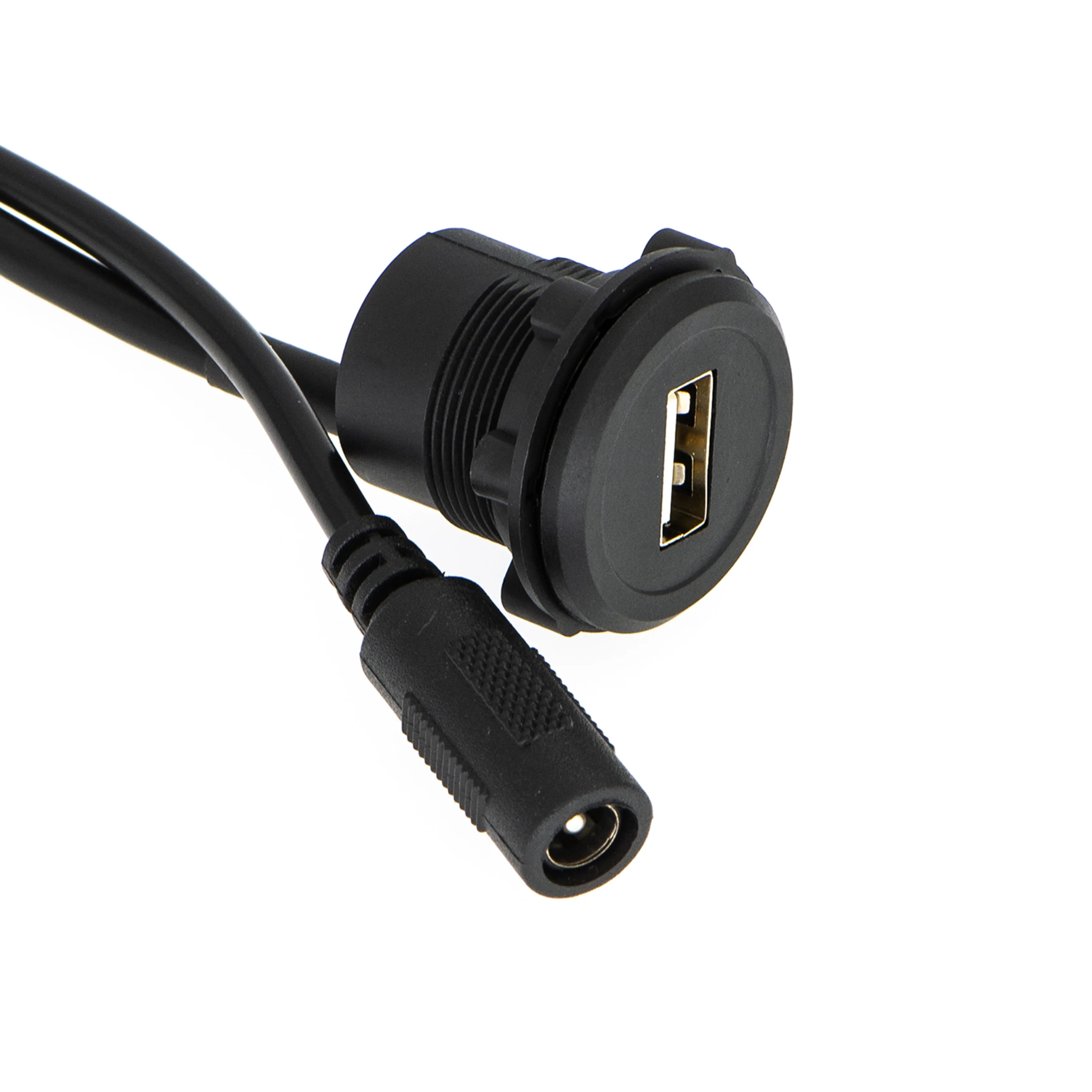 22mm Economy Panel mount Type USB2.0 Connector Female A to Female power cable 5.5*2.1mm (1.2M length)