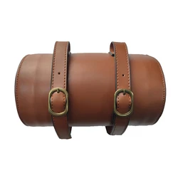 fashion custom brown round bucket rear pu leather bicycle front bag