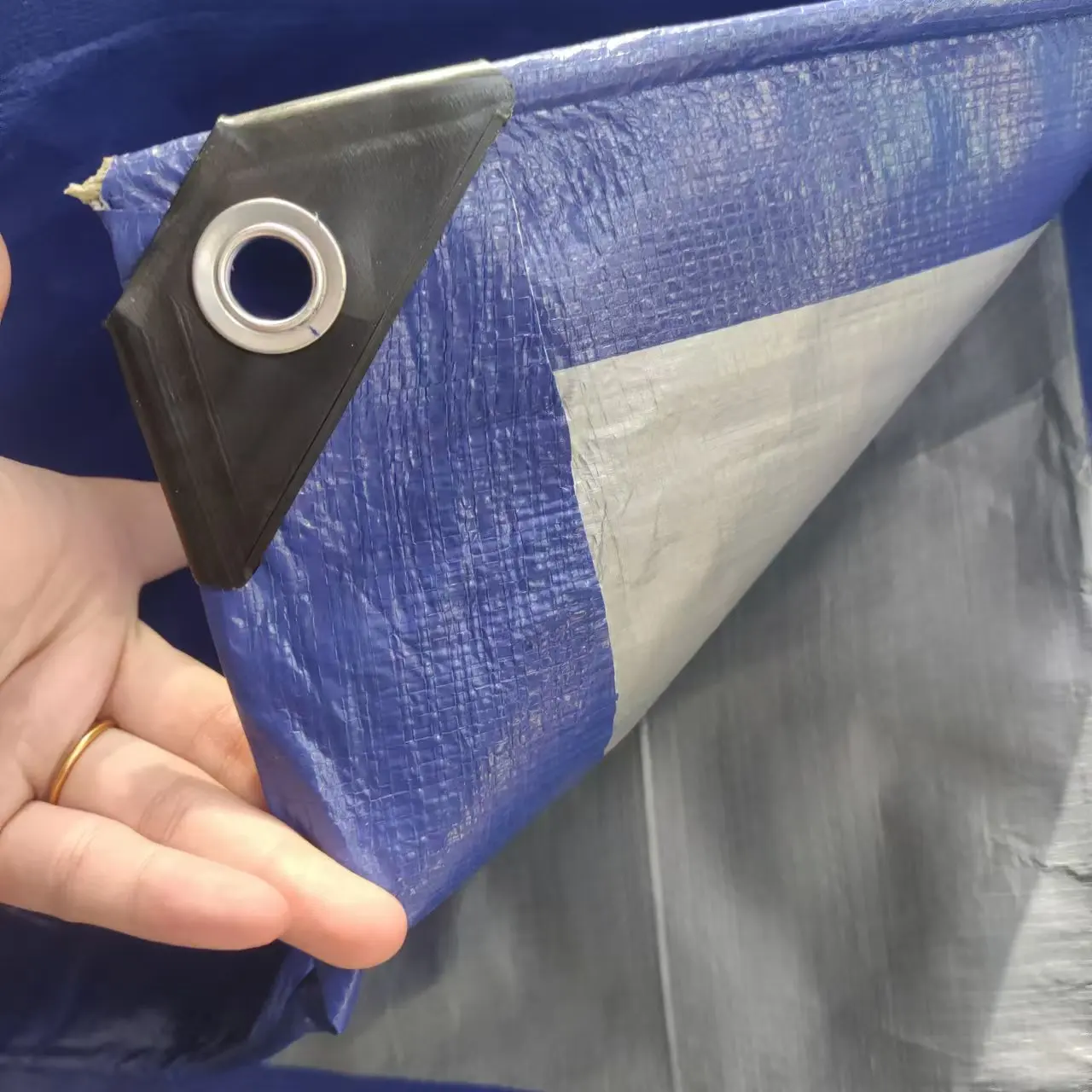 8x12m 180GSM Dark Blue Silver Tarpaulin PE Roof Tops Tents For Sale