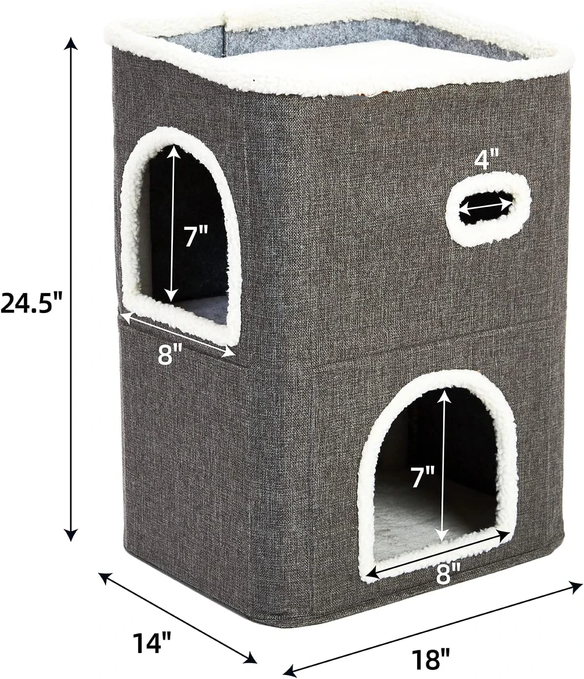 2-Storey Covered House Cat Beds & Furniture With Scratch Pad Hideaway Cave Cute Modern Condo For Multi Small Pet Large Kitten
