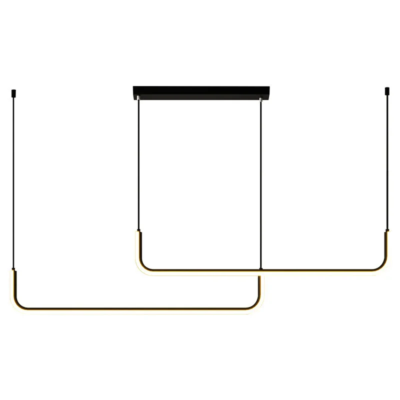 simple remote control bar restaurant tea house LED line lamps minimalist smart creative modern chandelier