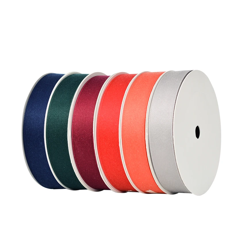 Custom Silk Red Ribbon Roll 19MM 100 Yard Polyester Cotton Ribbon For Small Gift Bags Flower Packaging
