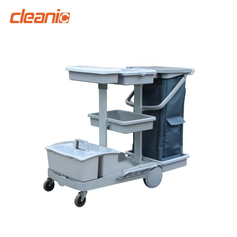 Jarnitor cleaning trolley suppliers kentucky mop bucket hotel plastic cleaning cart with nylon garbage bag