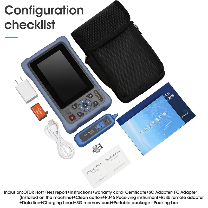 AUA800U MINI OTDR 1310/1550nm 26/24dB Fiber Optic Reflectometer Touch Screen VFL OLS OPM Event Map Ethernet Cable Tester