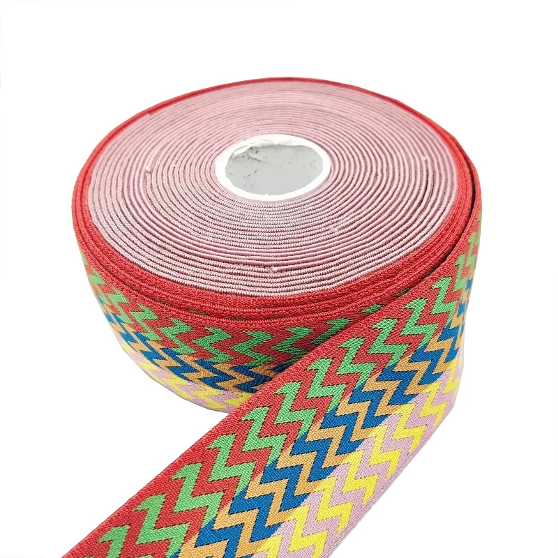 Wholesale High Quality Custom Pattern Multi-color Jacquard Polyester Drawcord Elastic Band for Underwear Clothing Waistband