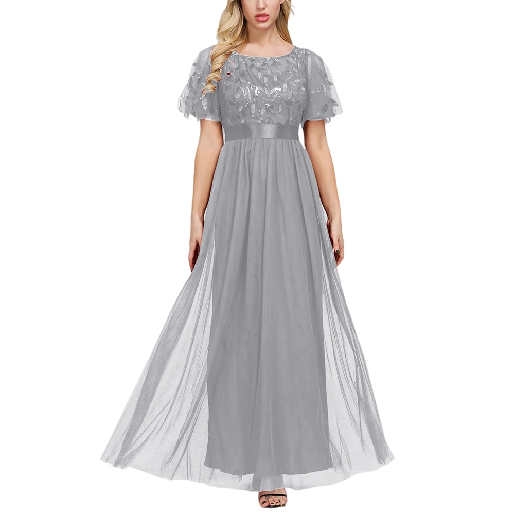 Luxury Embroidery Sequined Summer Party Gowns for Women Ladies Evening Dress
