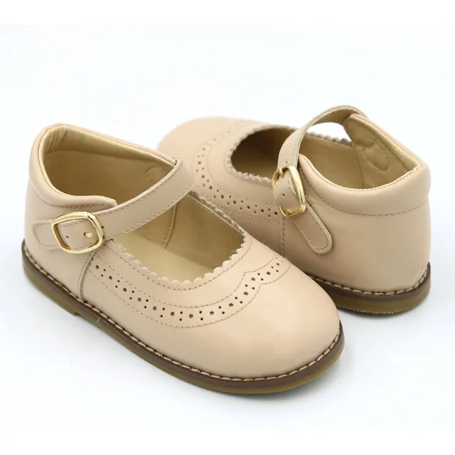 Fashion Buckle Strap Hard Sole Genuine Leather School Children Dress Shoes