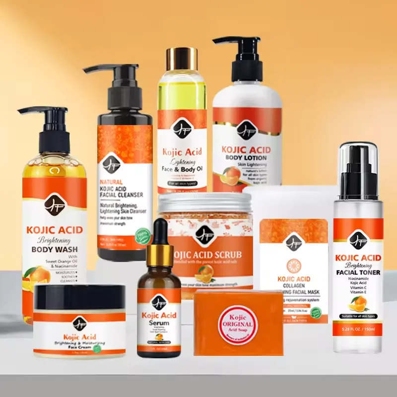 2024Best Selling Kojic Acid brightening skin care set Private label moisturizing natural whitening skin lighting cream big sets